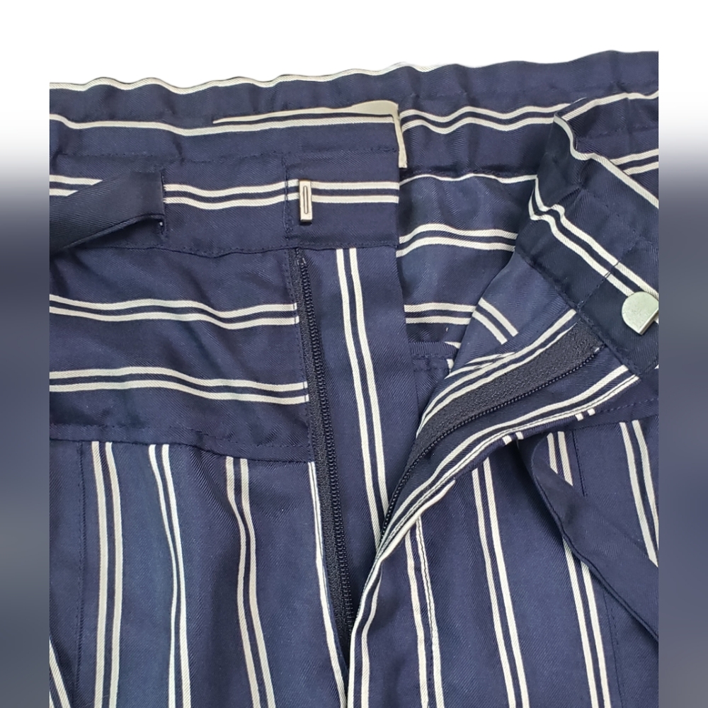 NWT Joie Addiena Silk Stripe Cropped Pants Dark Navy L Coastal Nautical Capsule - Picture 7 of 15